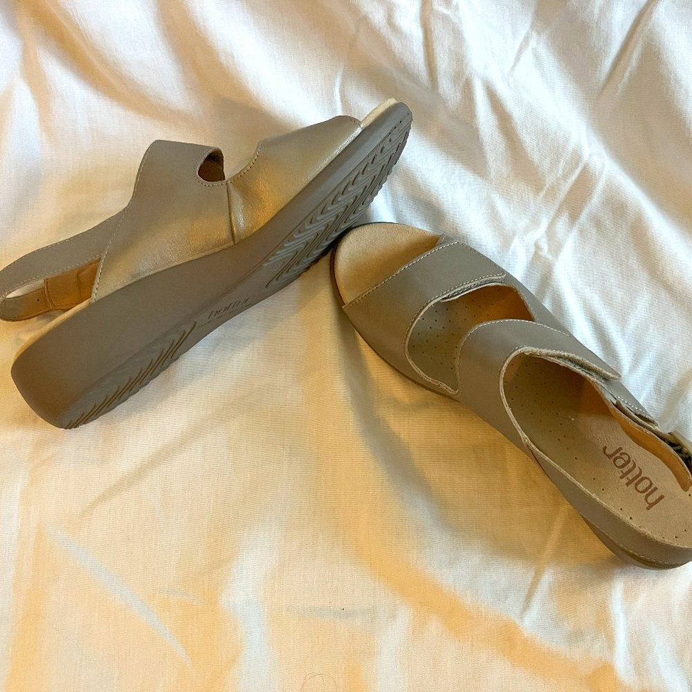 Hotter brand silver Velcro sandals, UK 7.5 (US 9.5)